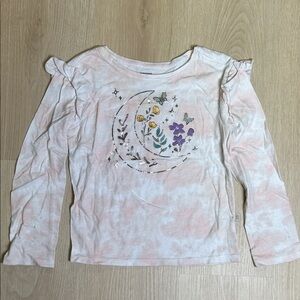 Jumping Beans Pink Long Sleeve Shirt with Moon and Floral Design Softest Tee 6